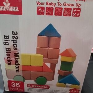 EDUTREE Large Wooden Toy Construction Blocks Building Toys Set 32 Stacking Brick